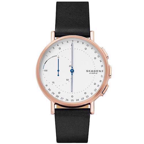 Image of Skagen Connected Signatur hybrid smartwatch rosa forgyldt stål quartz med tre visere herre ur, model SKT1112